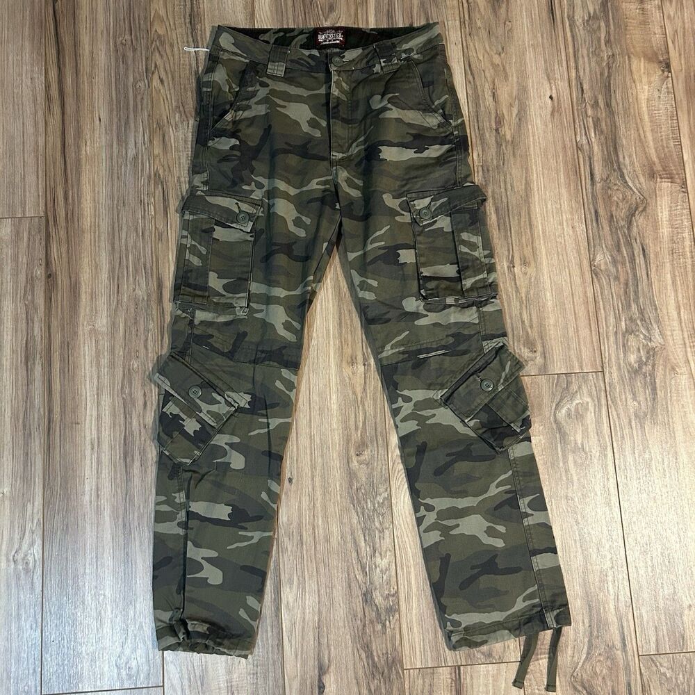 Matchstick Camouflage Army Cargo Pants Men's Waist 32" x 32" Inseam